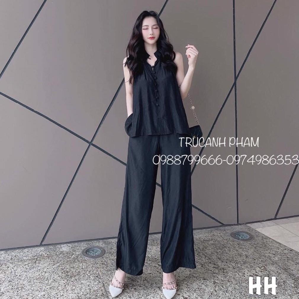 Bộ đũi nữ quần dài ống rộng tôn dáng 2 chi tiết quần suông ống rộng và áo đũi chất mềm thoáng mịn
