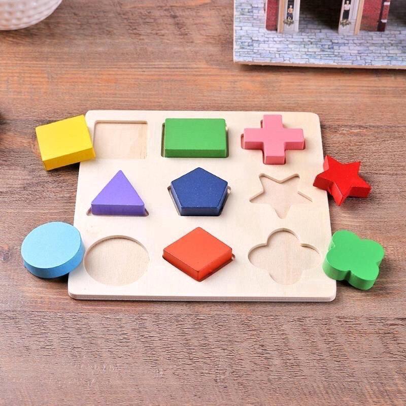 Combo 3 bộ lắp ghép hình học gỗ - Đồ chơi trí tuệ an toàn cho bé