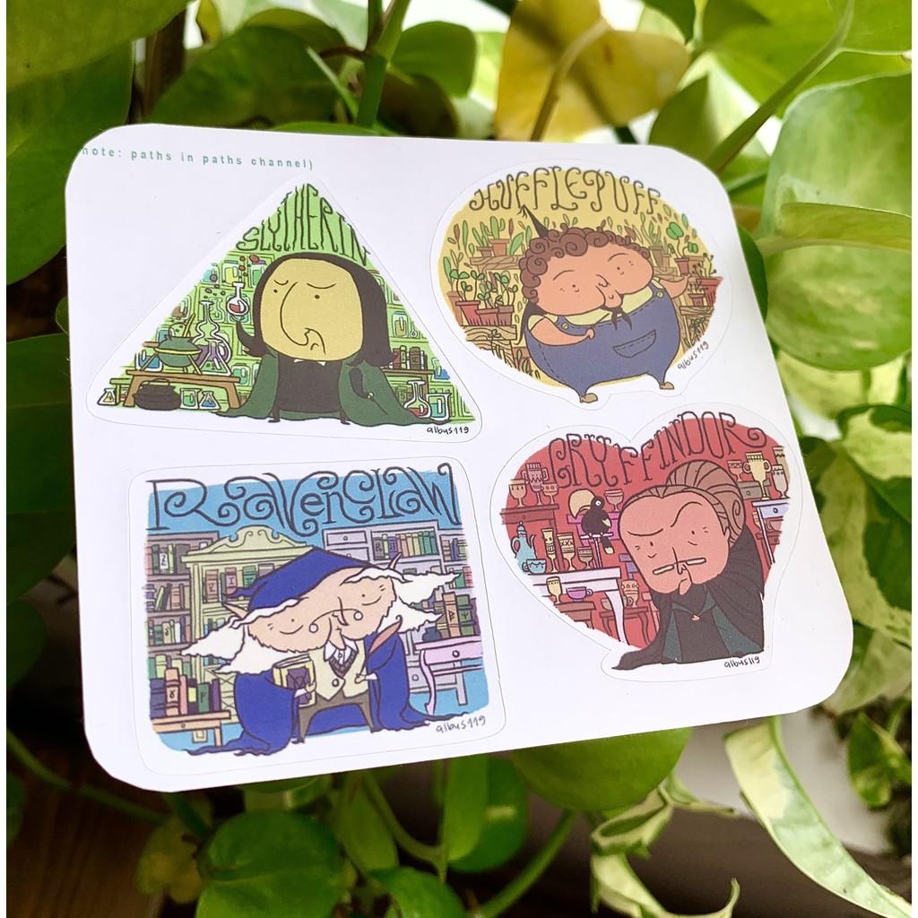 Bộ 4 sticker dán về Chủ nhiệm các Nhà trong Harry Potter | Sticker Head of House l Zip A1