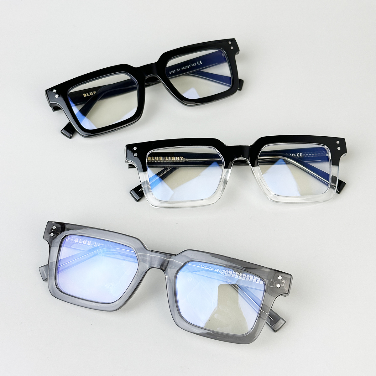 Gọng Kính Cận, Kính Giả Cận Nam Nữ BLUE LIGHT - Cao Cấp Nhựa Acetate Dày Lõi Thép Vuông Nhỏ Góc Cạnh