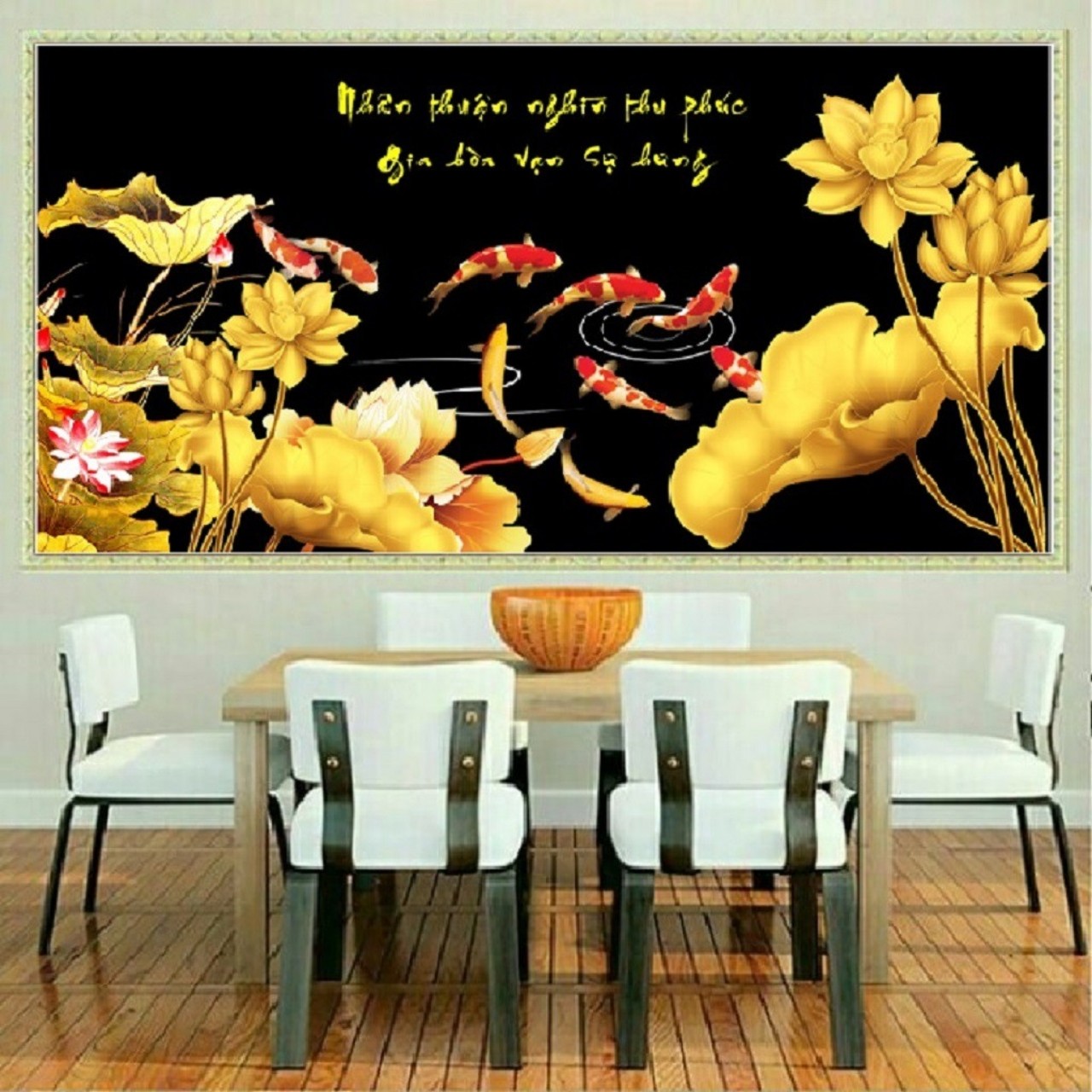 Tranh đính đá Gia hòa vạn sự hưng 46x90cm - chưa đính