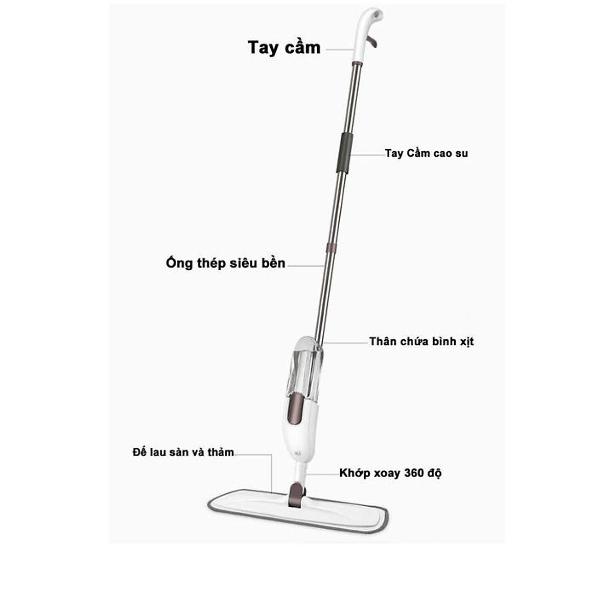 Cây lau nhà phun sương thông minh 2IN1 AURORA, đầu xoay 360 độ lau mọi ngóc ngách, bông lau nhà siêu thấm, chổi lau sàn đa năng Hàng chính hãng