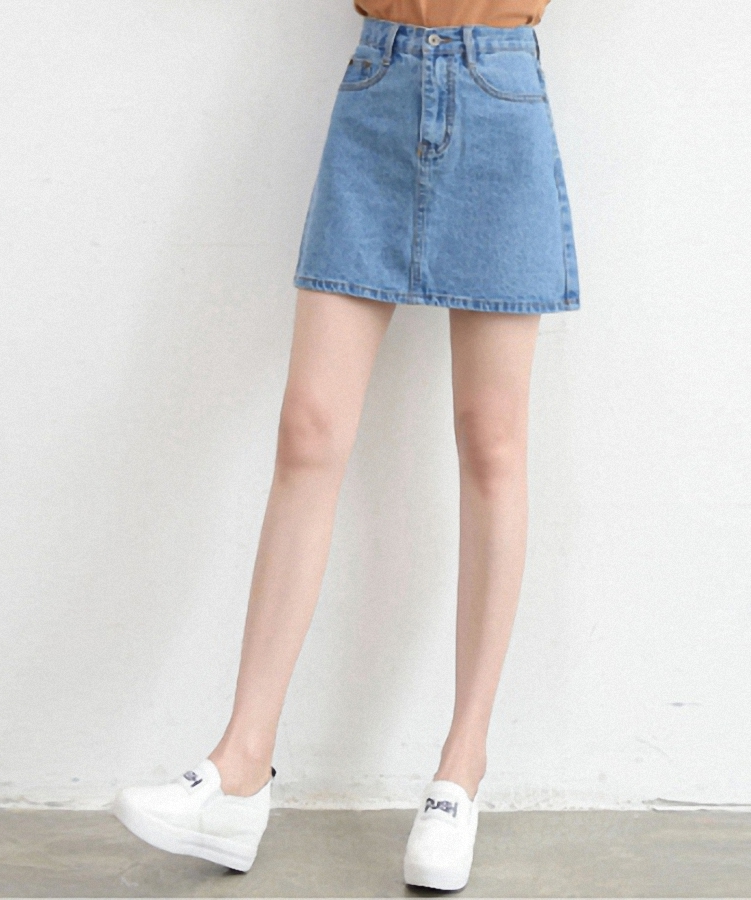 Chân váy JEAN nữ ngắn cạp cao dễ thương năng động -CV19 - trắng - M