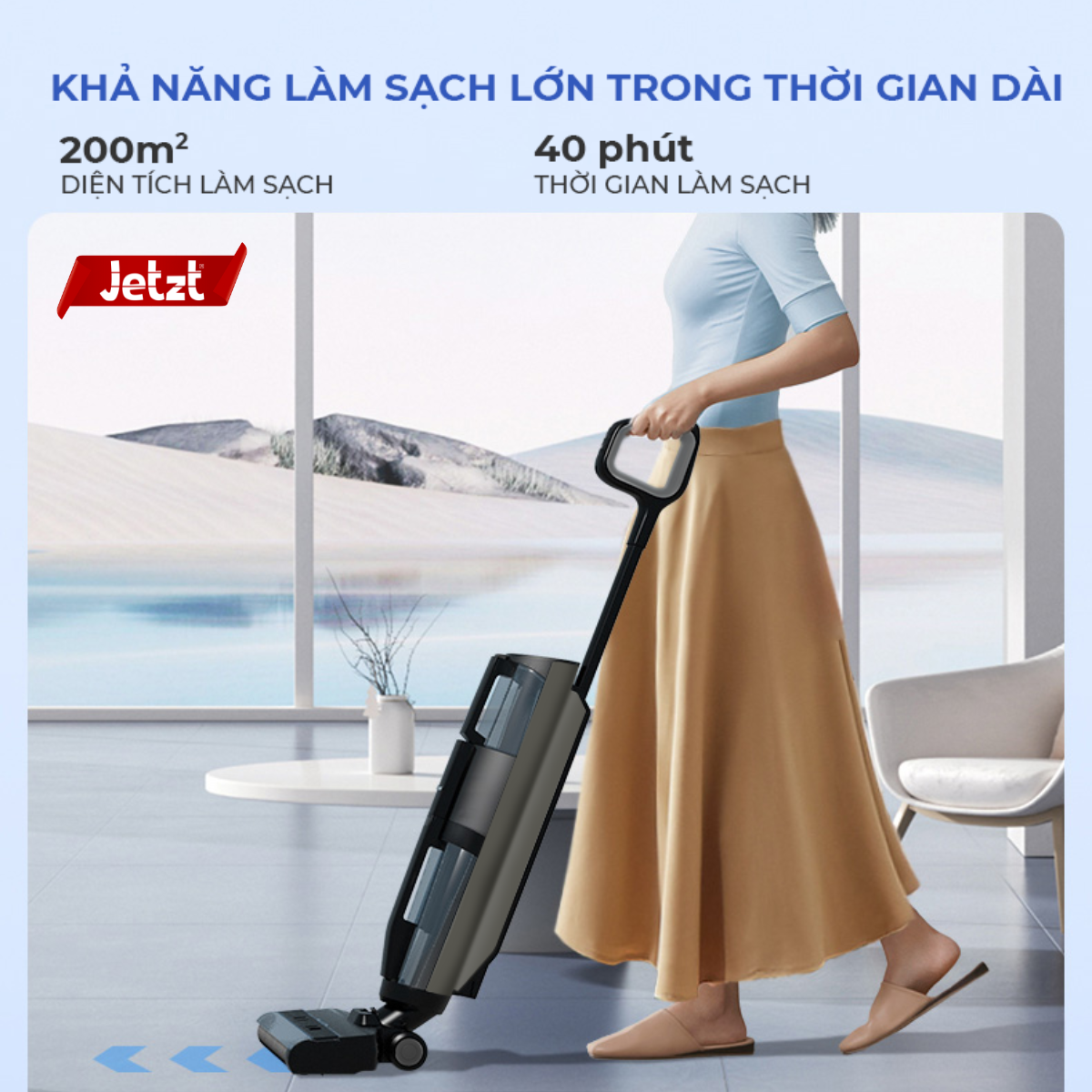 Máy hút bụi lau nhà ướt khô không dây thế hệ mới Jetzt H17 PRO, hàng chính hãng