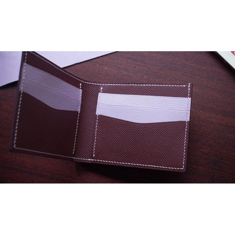 Ví da nam Cao Cấp da bò vân epsom mix màu - ví nam ngang handmade thiết kế trẻ trung bảo hành 3 năm - BC21008