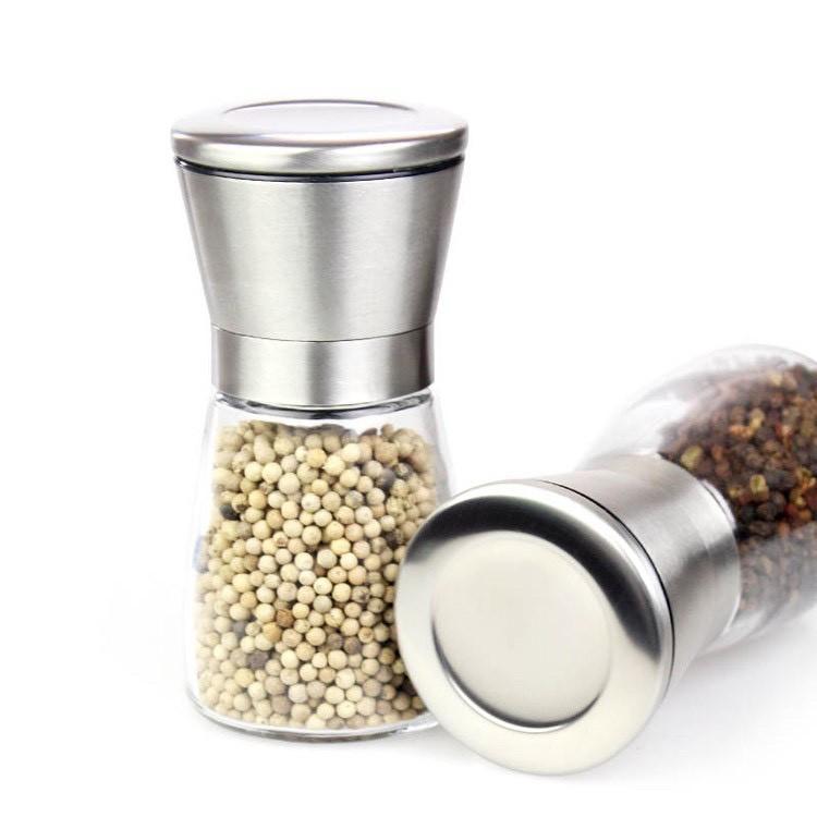 Dụng Cụ Xay Tiêu Thủy Tinh Cầm Tay Nắp Inox Cao Cấp
