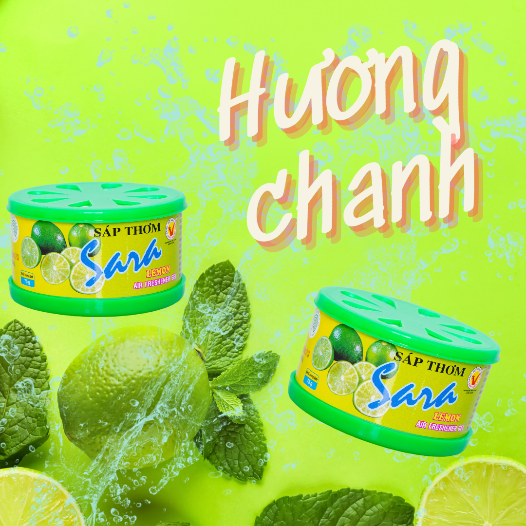 Sáp thơm 2 nắp Sara 75g (Hoa hồng, Dâu, Chanh, Lài)