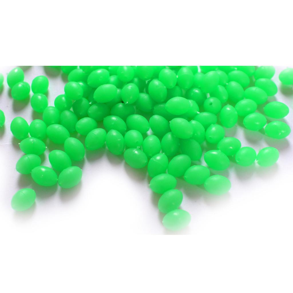 1 Set 200PCS/Set Luminous Fishing Beads Green Assorted Hard Plastic Oval Shaped Bead Glow Fishing Lures Baits Accessory with Fishing Tackle Box