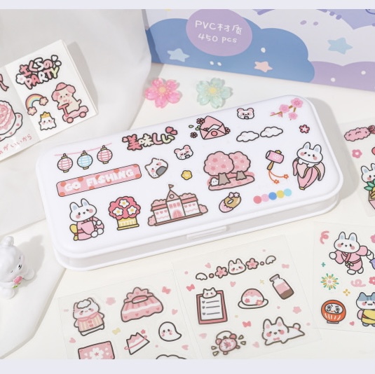 Sticker Hộp 450 miếng dán Trang Trí Họa Tiết Hoạt Hình Sáng Tạo