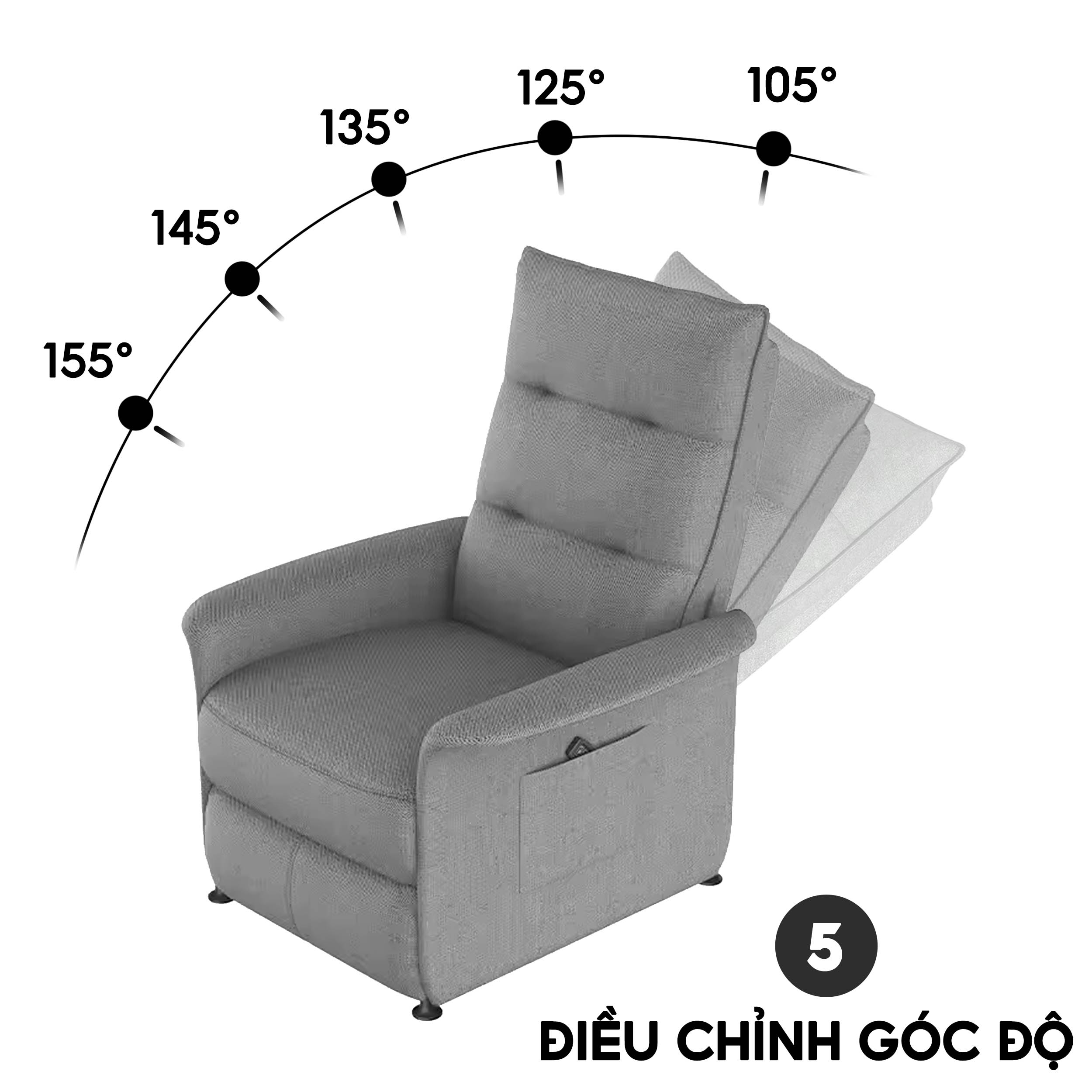 Ghế sofa đơn chỉnh điện iCockpit Zero Gravity, có thể ngả thành giường