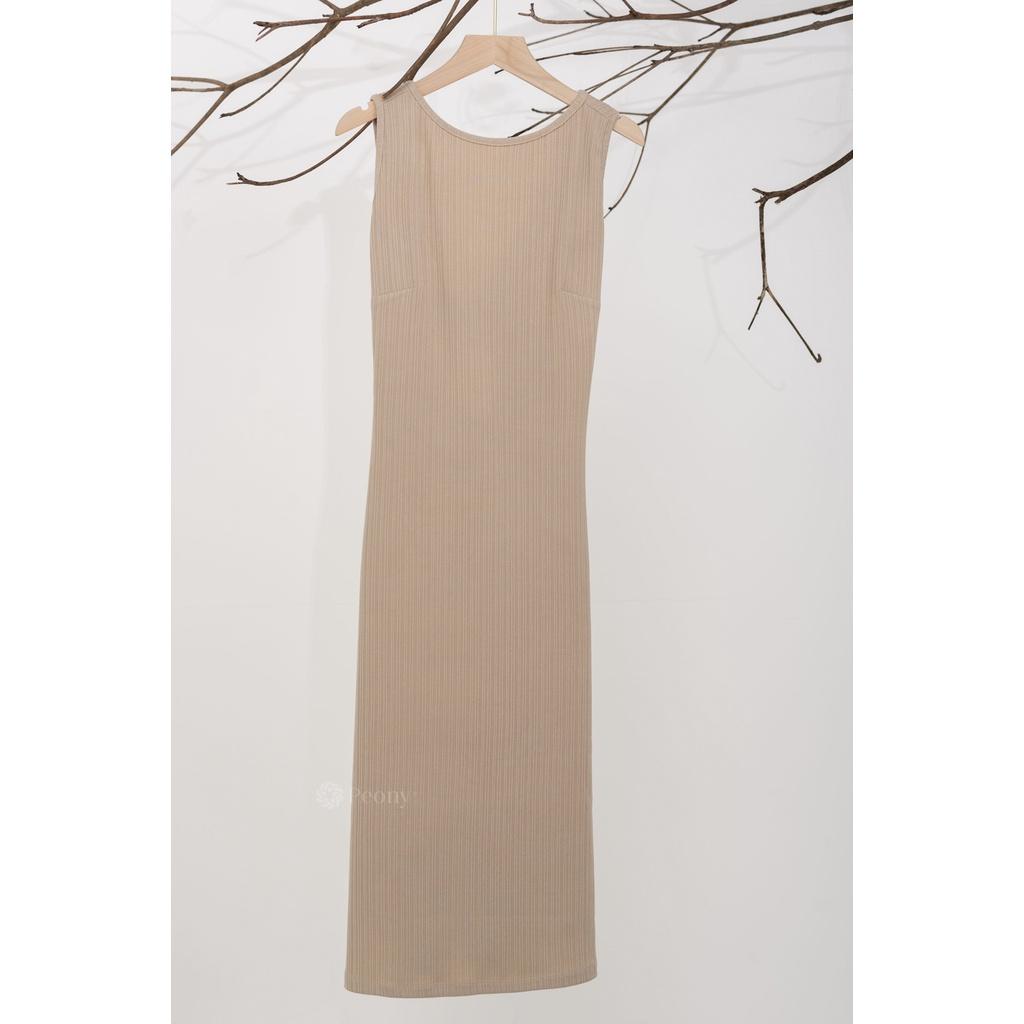 Váy kiểu nữ len tăm ôm, sát nách, chi tiết vặn xoắn, hở lưng trẻ trung, sành điệu Peony Design - NORA DRESS