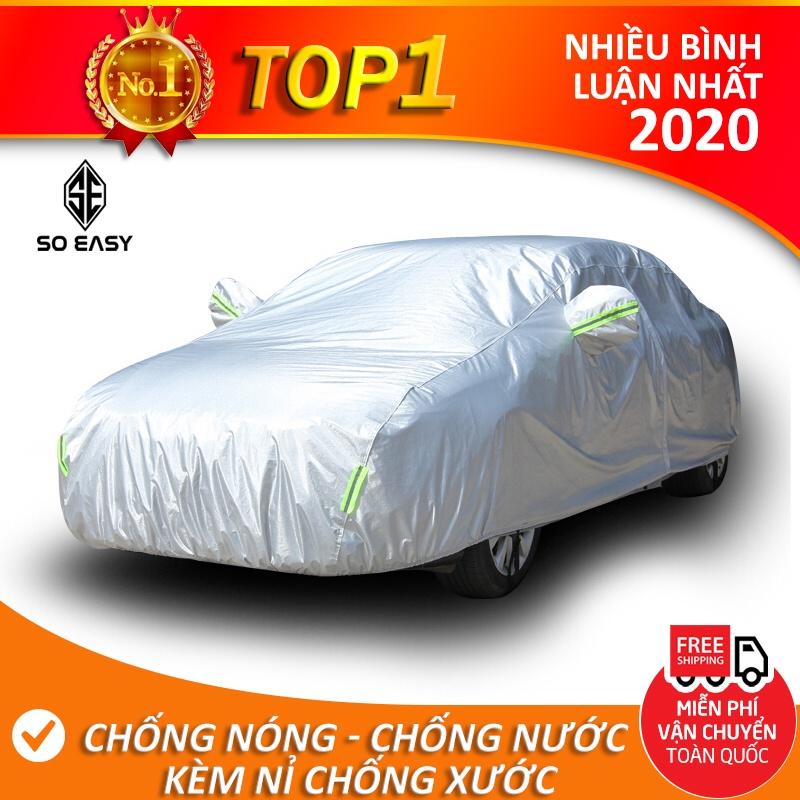 Bạt Phủ xe Ô Tô Bạt phủ xe hơi - áo trùm che phủ xe hơi nhôm bạc 4 chỗ đến 7 chỗ 2 lớp chống nóng mưa