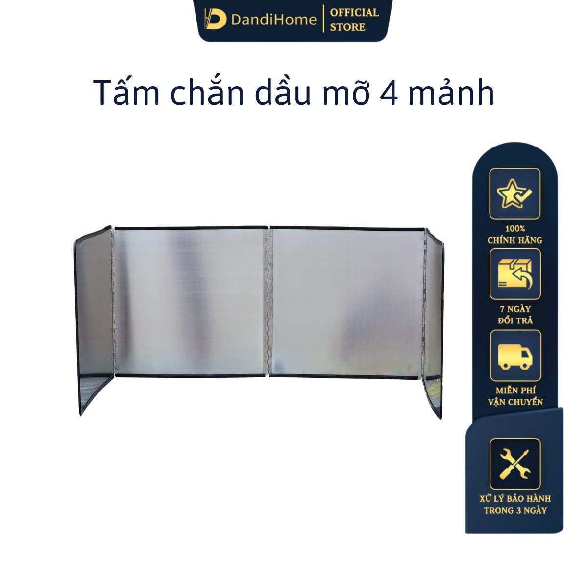 Tấm chắn dầu mỡ, nước bắn trong nhà bếp Dandihome inox 304 cao cấp – BỘ 4 MẢNH