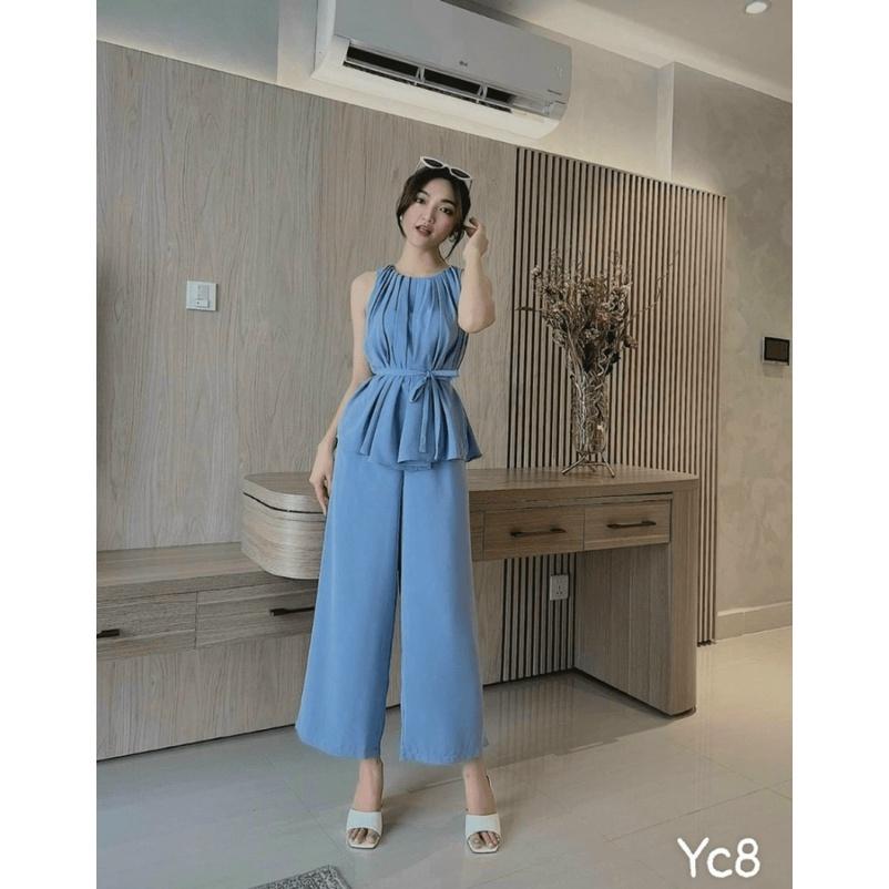 FREE SHIP SÉT ĐŨI CỔ YẾM XẾP LY PHỐI QUẦN SUÔNG TIỂU THƯ SANG CHẢNH DX