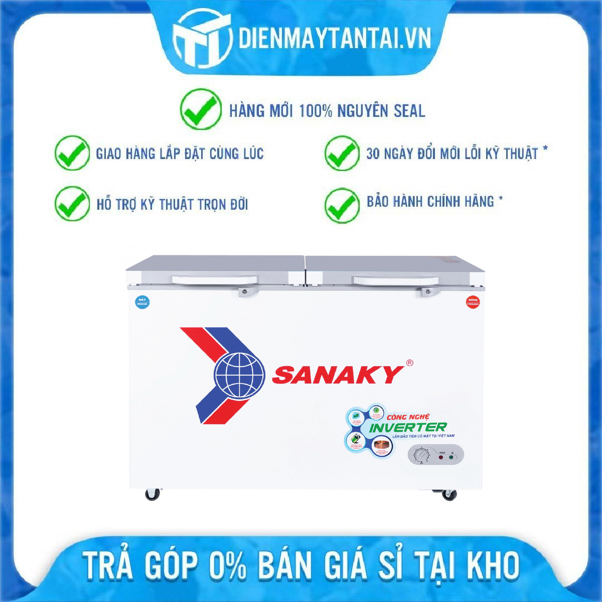 Tủ Đông Kính Cường Lực Inverter Sanaky VH-4099W4K (280L