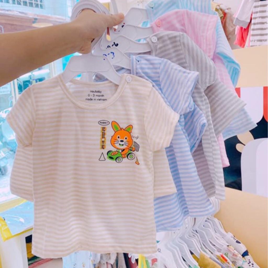 Bộ cộc tay cho bé trai gái sơ sinh quần áo trẻ em vải cotton kẻ cài vai, hàng đẹp từ 3-14kg – BCT08