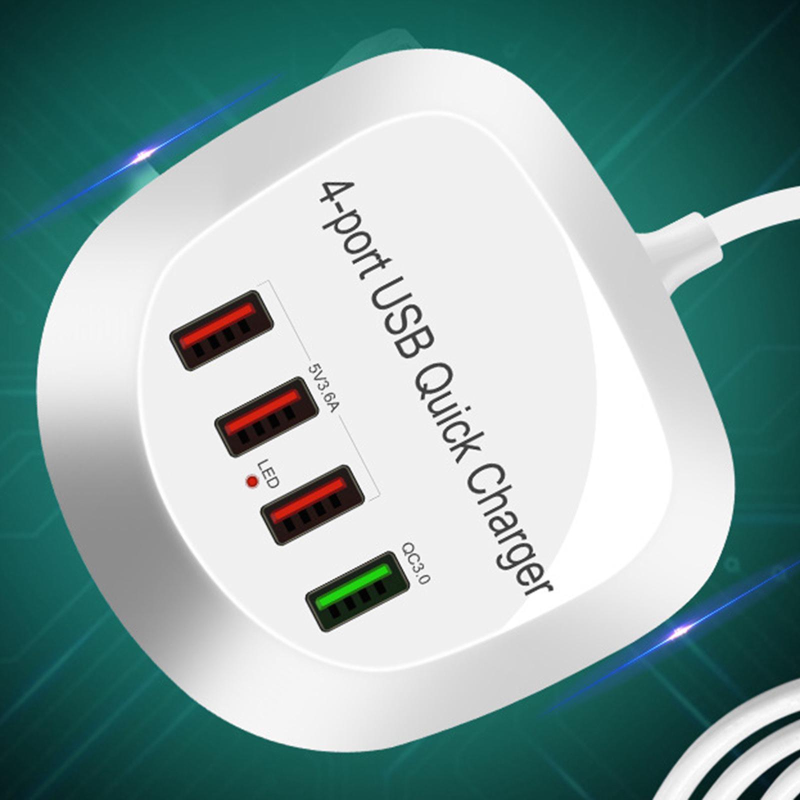 USB Charger Hub with 3.0 4 USB Ports Compact Plug-US