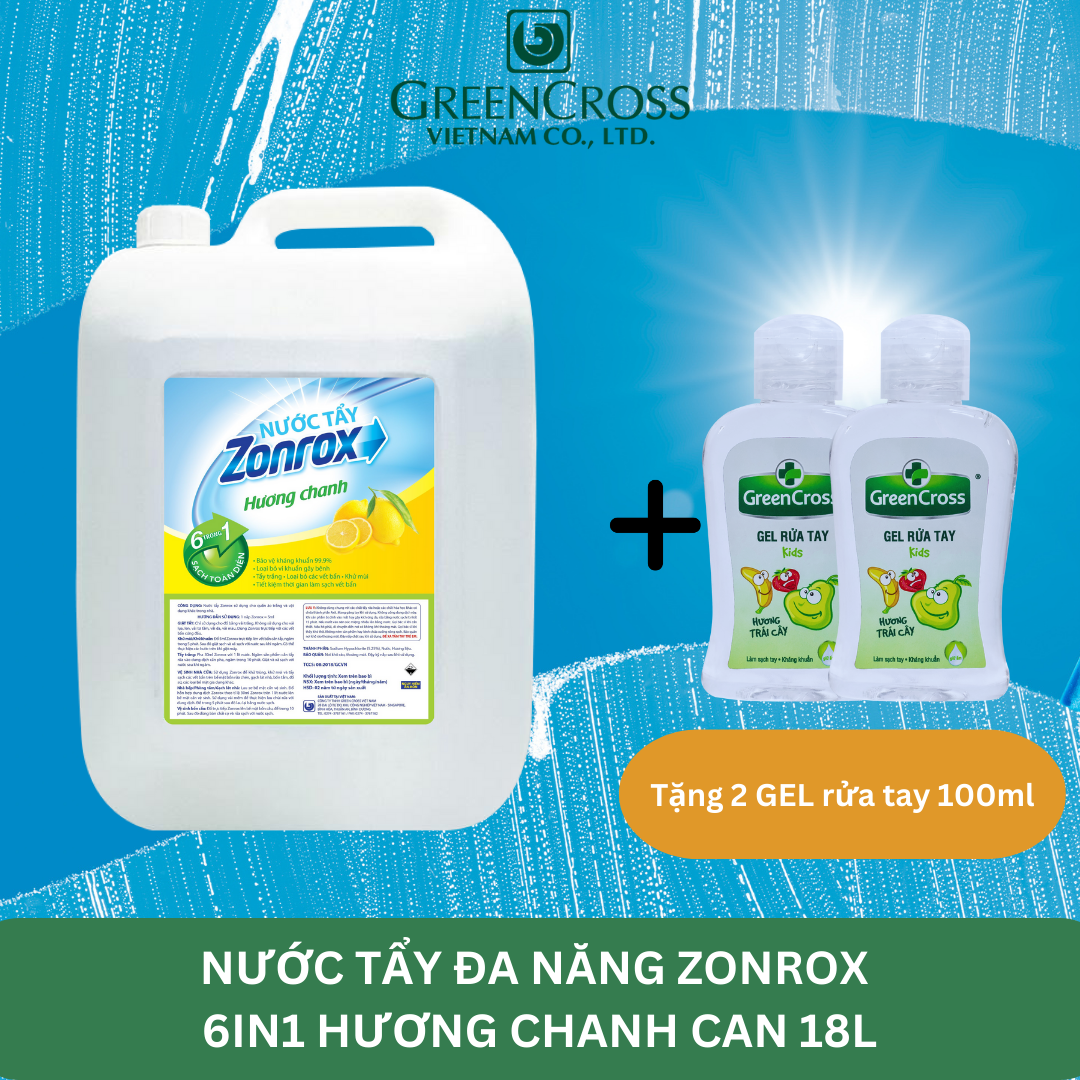 [MUA1 TẶNG2] Nước tẩy vết bẩn đa năng khử mùi ZONROX JAVEL 6in1 hương chanh Can 18 Lít Siêu Tiết kiệm