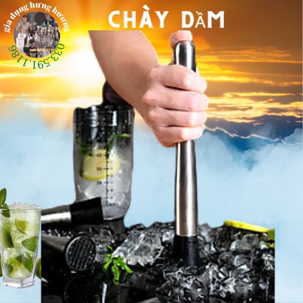 Chày dầm quả inox cho quầy bar, chuyên dụng cụ pha chế trà sữa bartender