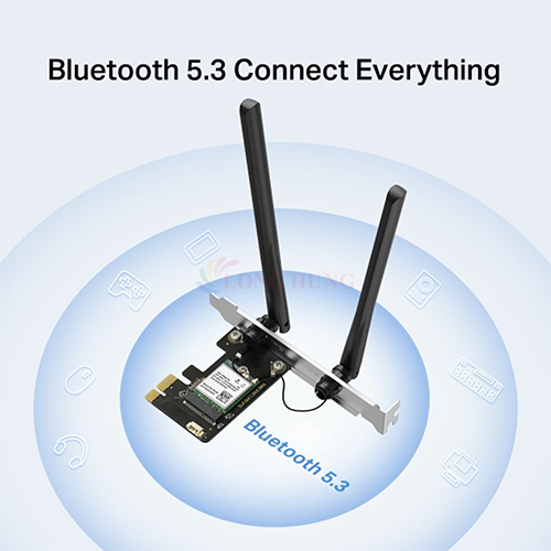 Card mạng PCIe Mercusys AX3000 Wifi 6 Bluetooth 5.3 PCle Adapter MA80XE - Hàng chính hãng