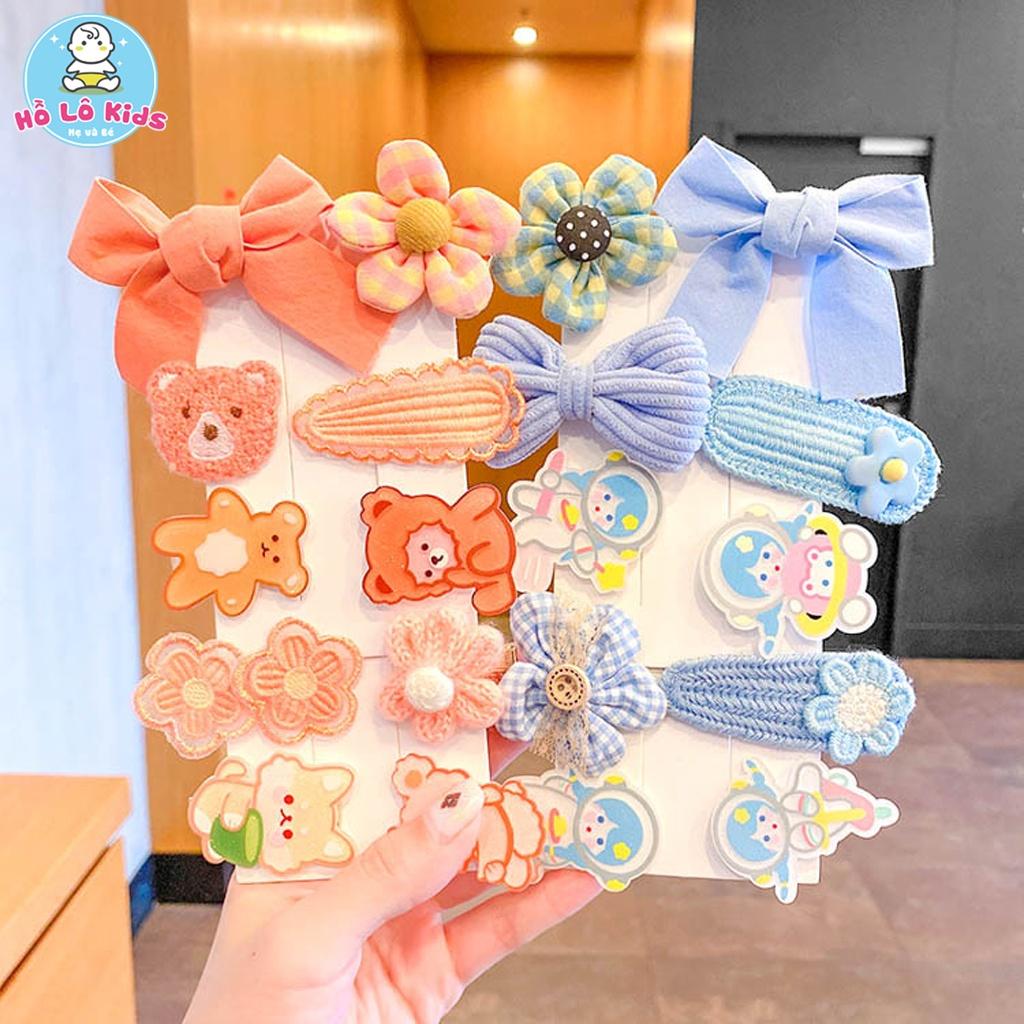 Set 10 kẹp tóc vải bông cute dễ thương phong cách hàn quốc cho bé Hồ Lô Kids