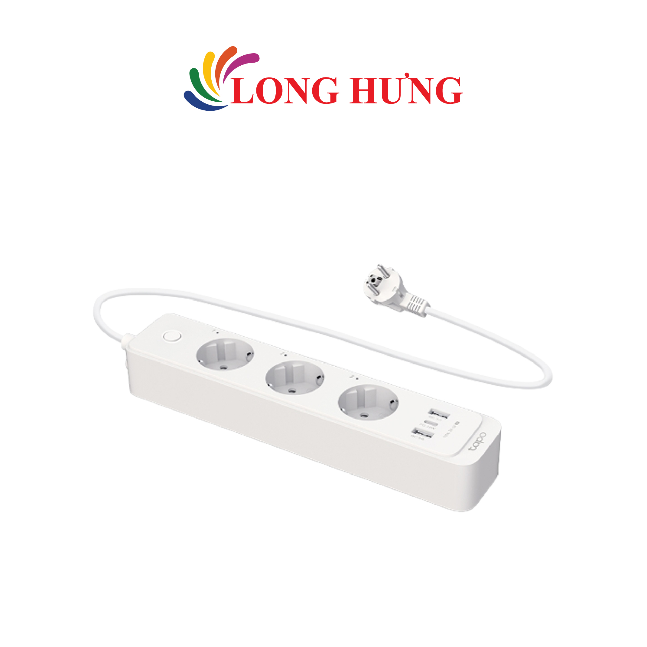 Ổ cắm điện Wifi TP-Link Tapo Smart Wifi Роwеr Strip 2USB 1Type-C 1.5m 18W P300 - Hàng chính hãng