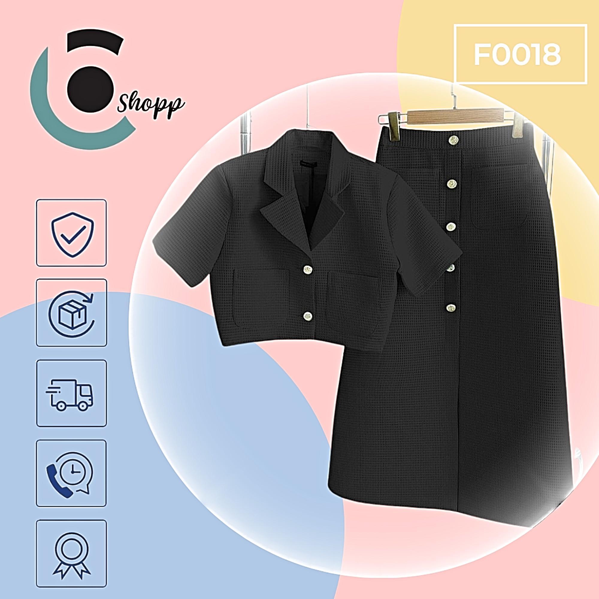 Set crop vest kèm chân váy midi cao cấp