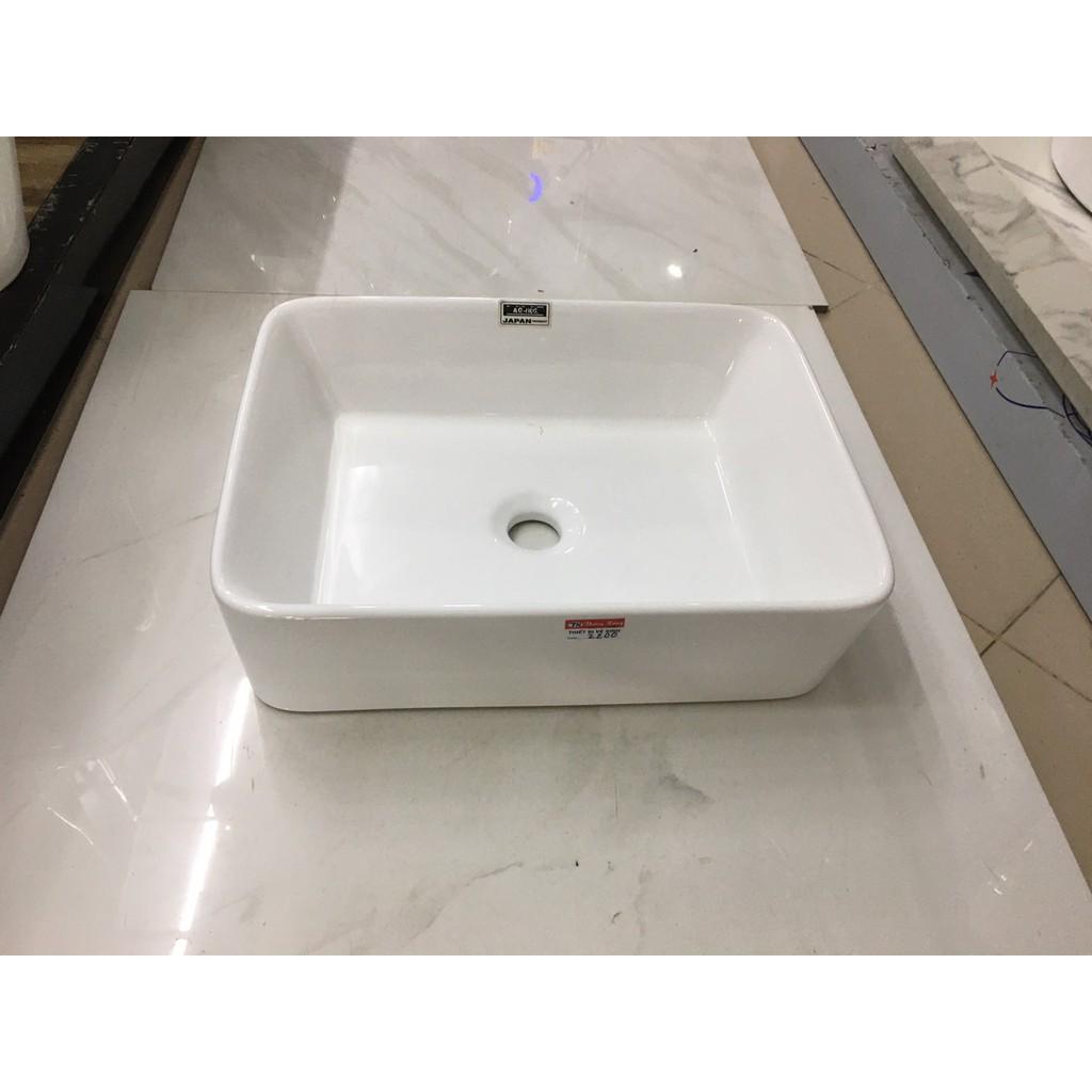 Chậu lavabo rửa mặt đặt bàn đá vuông bo tròn cạnh