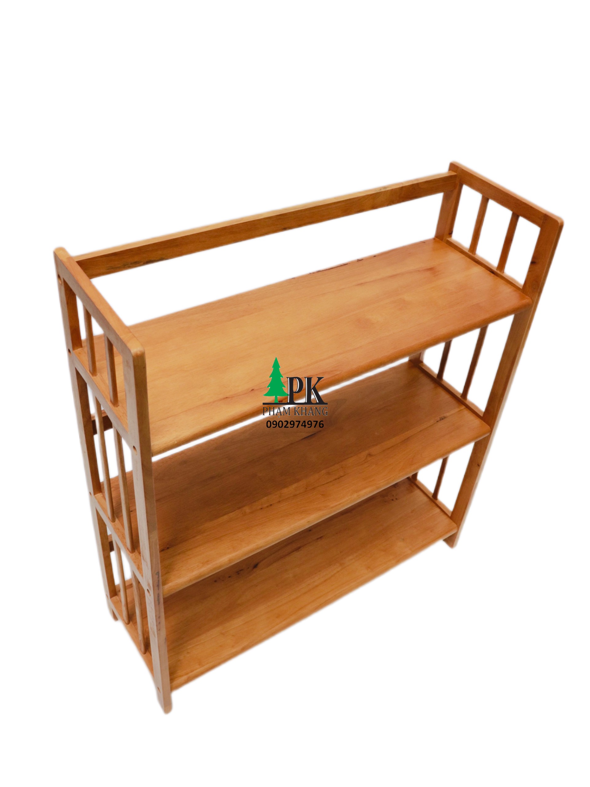 Kệ sách gỗ Phạm Khang 3 tầng rộng 80cm màu vàng cherry