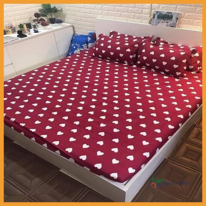 Bộ ga gối poly cotton tim đỏ