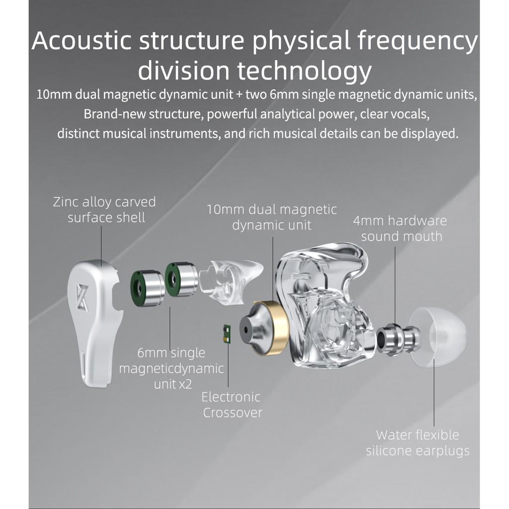 Tai nghe nhét tai KZ DQ6 3D AS12 AS16 ZSN PRO C12 âm thanh HIFI có dây 2 pin chất lượng cao