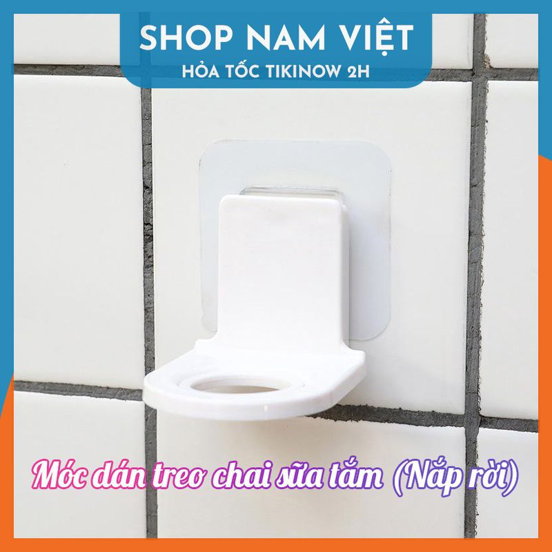 Combo 3 Móc Dán Treo Chai Sữa Tắm, Dầu Gội (Loại Nắp Rời) - Miếng Dán Tường Nhà Tắm