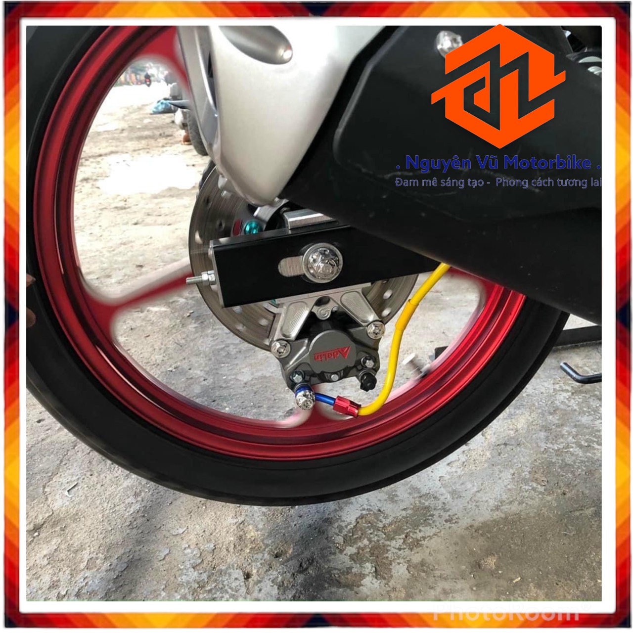 Pas bas sau quay xuống Exciter 155/150/135 đĩa 200mm xài heo 2 Piston đối xứng