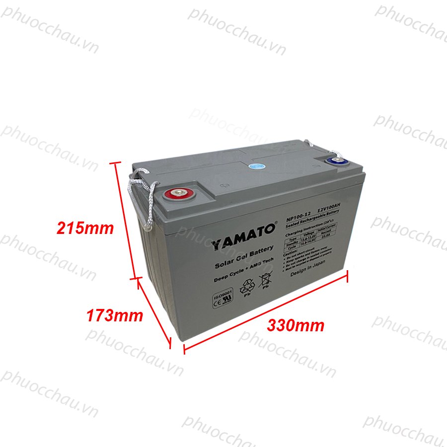 Ắc Quy Xe Máy Điện YAMATO N100-12 12V-100Ah, acquy dùng cho Xe Điện Golf, Năng Lượng Mặt Trời, Inverter