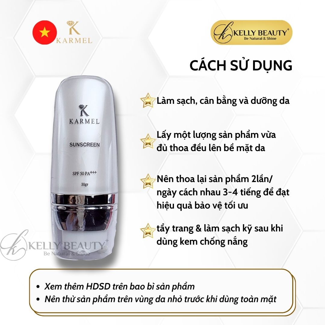 Kem Chống Nắng Vật Lý Karmel Sunscreen SPF 50, PA+++ - Bảo Vệ Da, Chống Lão Hóa, Không Bết Dính | Kelly Beauty