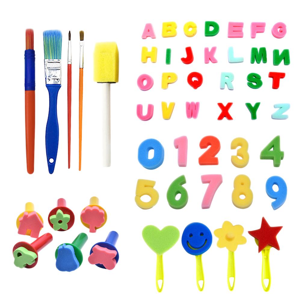 50Pc Sponge Painting Brushes Kids Painting Kits Early Learning Painting Kits