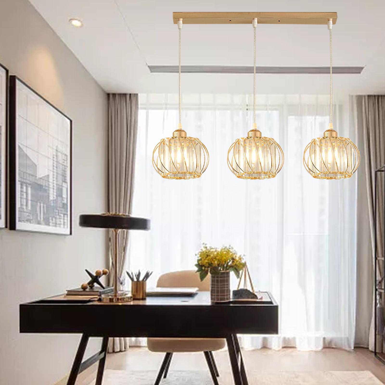 3 Light Crystal Pendant Light Fixture Modern Adjustable for Dining Room Restaurant