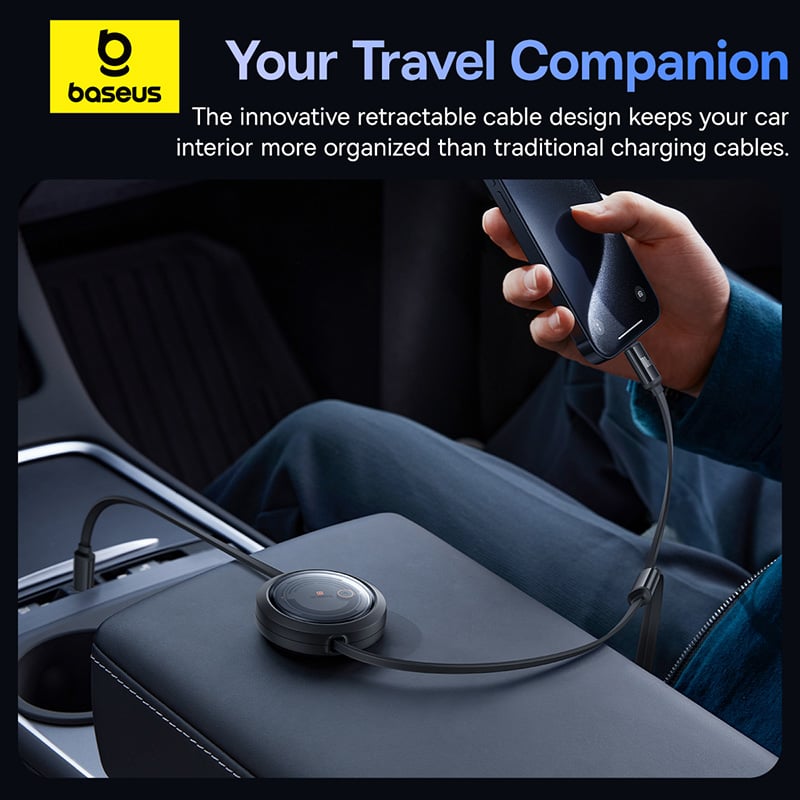 Cáp Sạc Đa Năng Baseus Free2Draw Retractable Crystal Type-C to M+L+C 100W (1.1m, Fast Charging Data Cable) - Hàng chính hãng