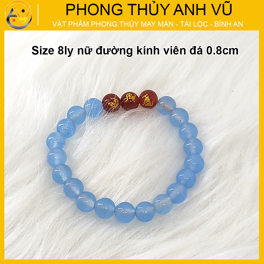 Vòng tay đá mã não tam hợp dần ngọ tuất - size 8 10ly cho nữ mệnh thủy, mệnh mộc - có khai quang điểm nhãn may mắn tài lộc - bảo hành 12 tháng - PHONG THỦY ANH VŨ
