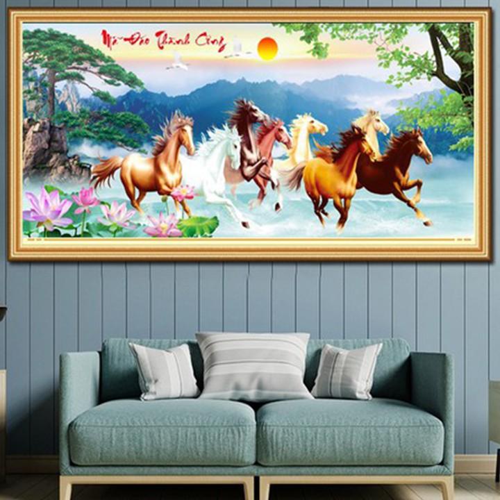 Tranh đá ngựa cây tùng DF417- kích thước: 130 * 60cm.