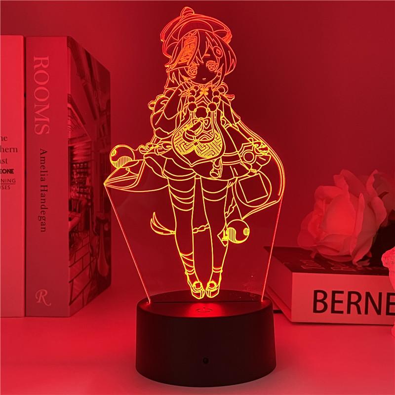 Genshin Tác Động 3D Đèn Game Manga Hình Bầu Không Khí Ảo Giác LED Cho Phòng Ngủ Đầu Giường Trang Trí Trẻ Em Quà Tặng Đèn Ngủ Lampara