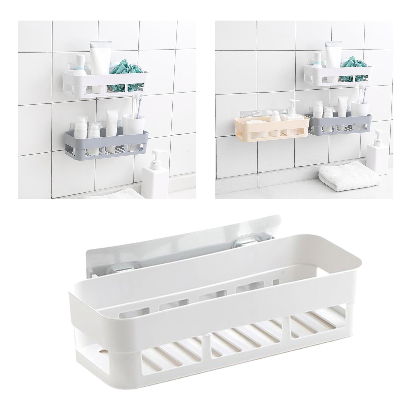 Plastic Bathroom Caddy Shower Storage Rack Kitchen Wall Shelf White