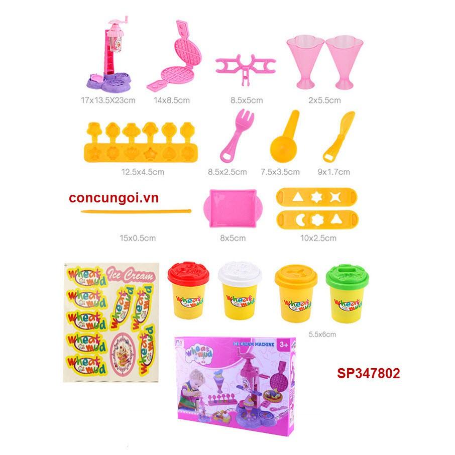 Đồ Chơi Hộp đất sét làm kem 4 hũ máy làm kem , 666-4A - SP347802