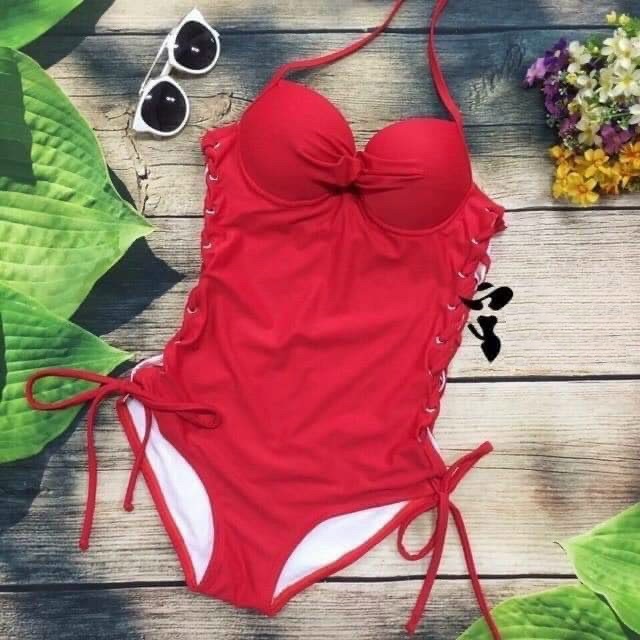 Bikini Tắm Biển Liền Thân Dây Rút Đều Chỉnh