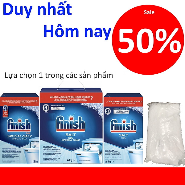 Combo Muối rửa bát Finish 4kg nhập khẩu Đức + Tặng viên Finish Nhật