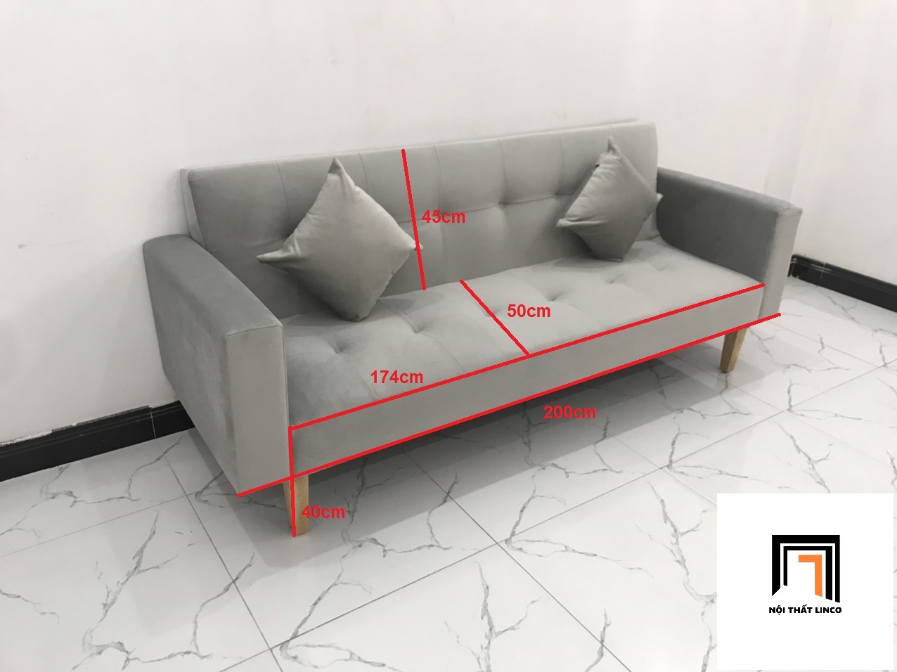 Bộ ghế sofa bed đa năng BTV xám ghi trắng nhiều kích cỡ
