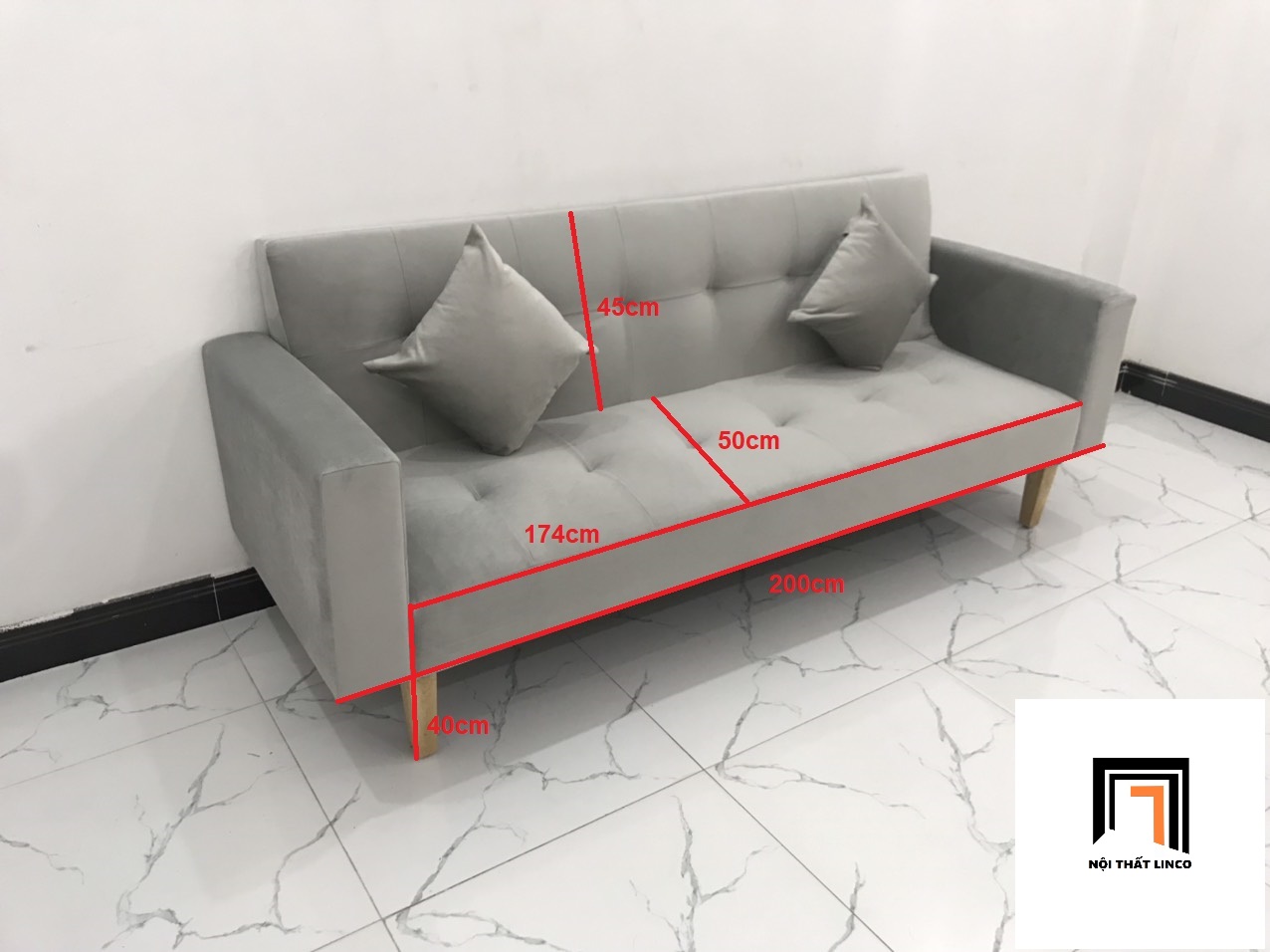 Ghế sofa giường đa năng TV xám trắng nhiều kích cỡ