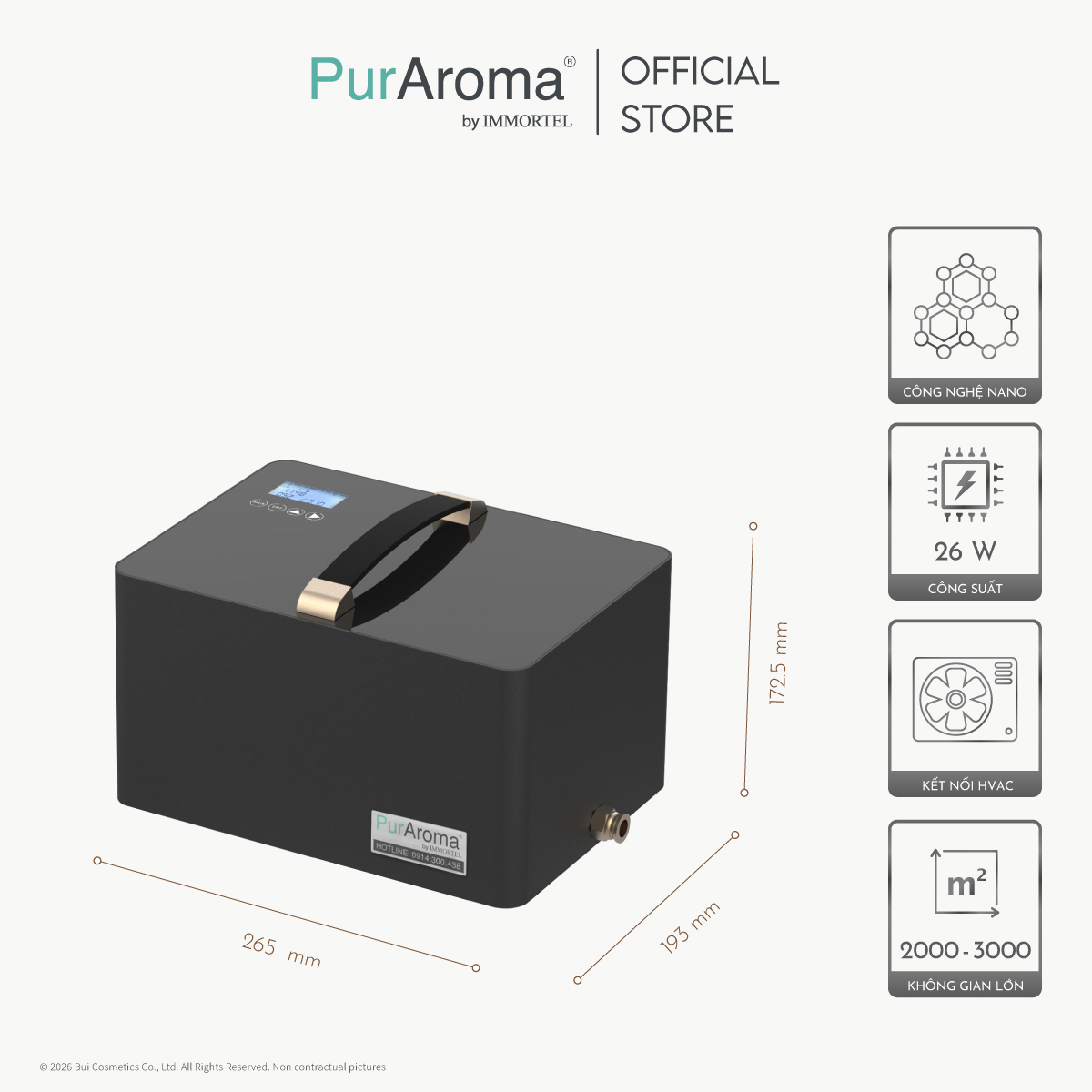 Máy Khuếch Tán Công Nghiệp PurAroma PRO 26W - Công Nghệ Phun Sương Lạnh Nano Siêu Mịn