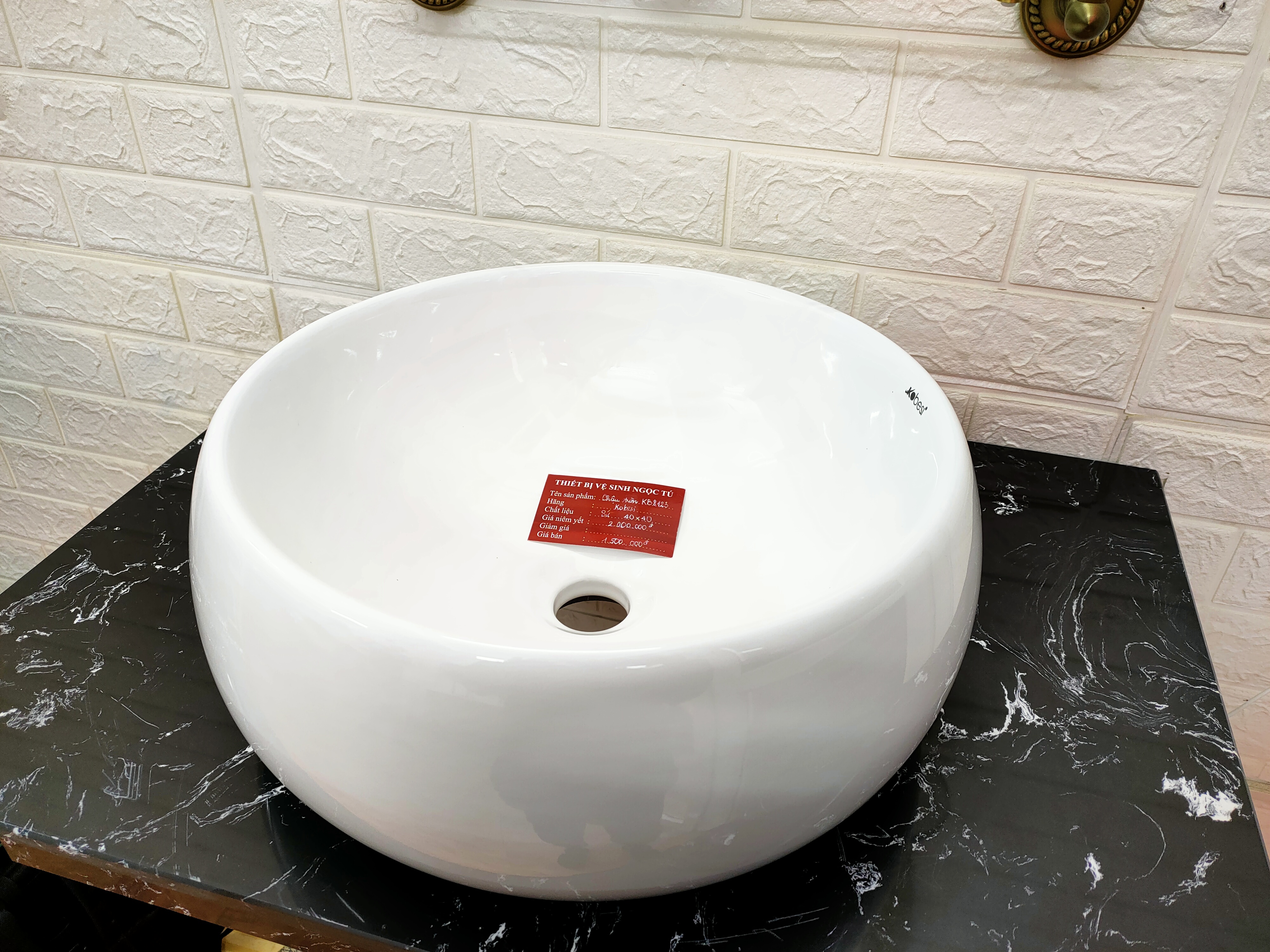 Chậu lavabo đặt bàn TRÒN,TRẮNG  GROVES GRLV8123 (410x410x150)