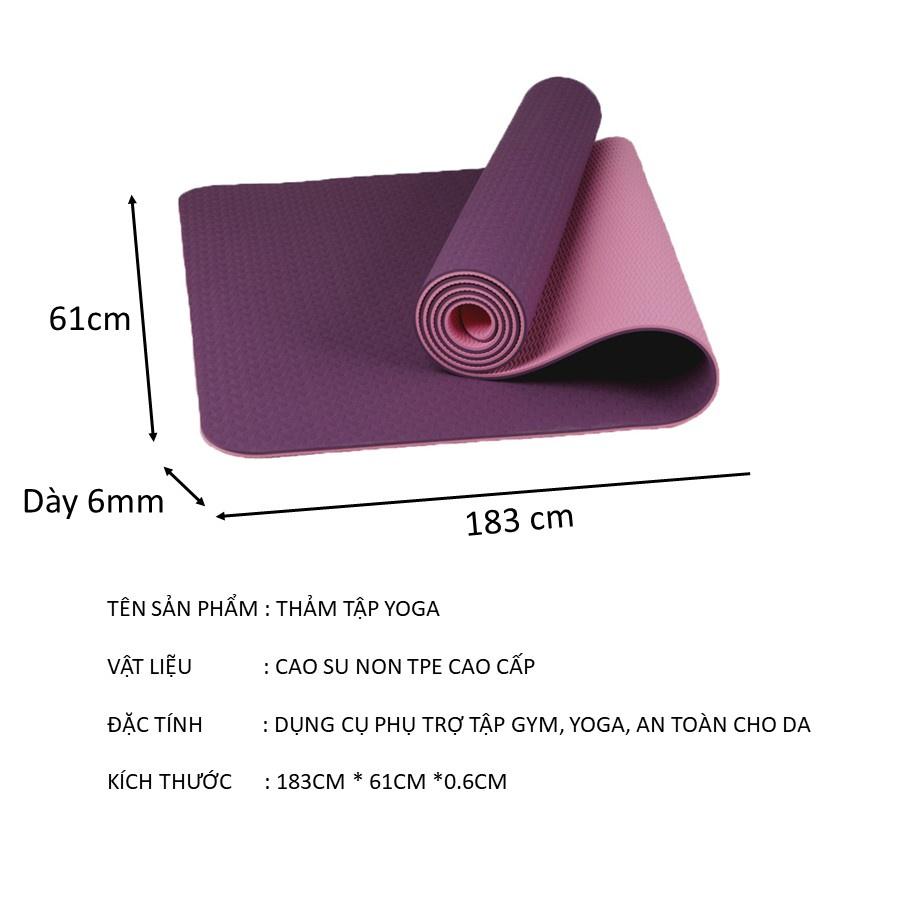 Thảm tập YOGA Chống trượt, Thảm tập GYM tại nhà tập thể dục. Chất liệu tpe 2 lớp chống trơn tuyệt đối